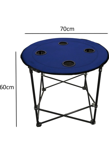 Katlanır Bardaklıklı Taşıma Çantalı Yuvarlak Piknik Masası 70X60 cm modelleri