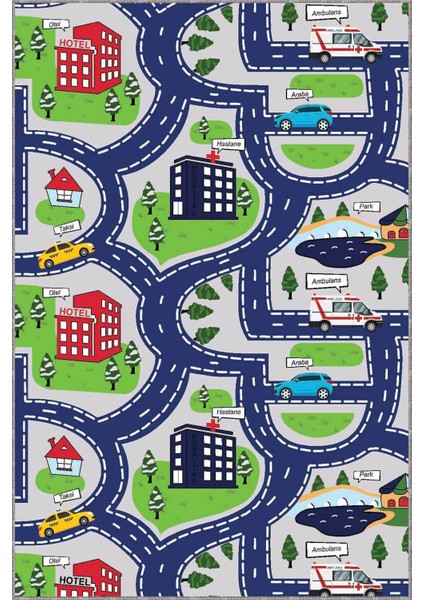 Lacivert Kaymaz Çocuk Kreş Kesme Rulo Özel Ölçü Yolluk AR229 modelleri