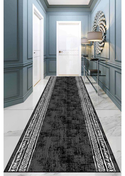 Siyah Kaymaz Çerçeveli Kesme Rulo Özel Ölçülü Yolluk AR1092