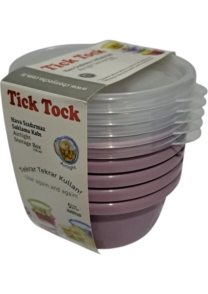 Tick Tock Hava Sızdırmaz Saklama Kabı 5'li Set 5 x 250 ml Pudra