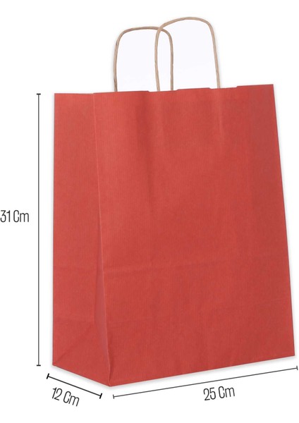25*31*12 Kırmızı Kraft Saplı Kağıt Çanta