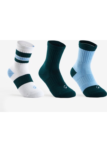 Çocuk Tenis Çorabı - Uzun Konçlu - 3 Çift - Beyaz/Mavi - RS 500