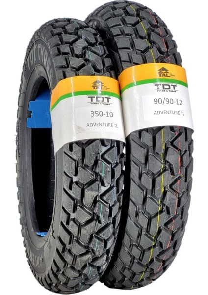 350-10 ve 90/90-12 Motosiklet Lastiği Tl (Tubeless - Dubleks) Adventurescooter