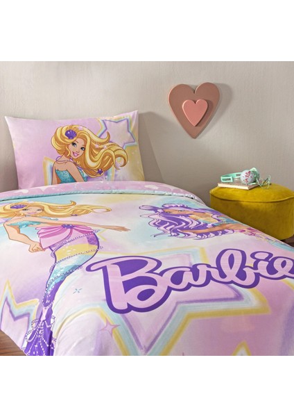 Lisanslı Barbie Mermaid Tek Kişilik Pamuk Nevresim Takımı