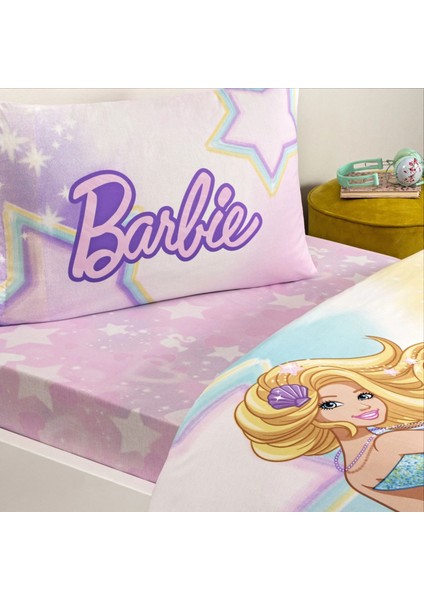 Lisanslı Barbie Mermaid Tek Kişilik Pamuk Nevresim Takımı