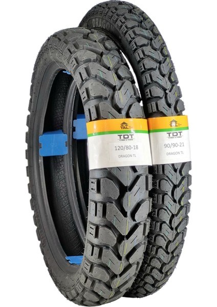 KLX250 Lastik Takımı 120/80-18 ve 90/90-21 Tl (Tubeless - Dubleks) Lastik Takımı DRAGON19