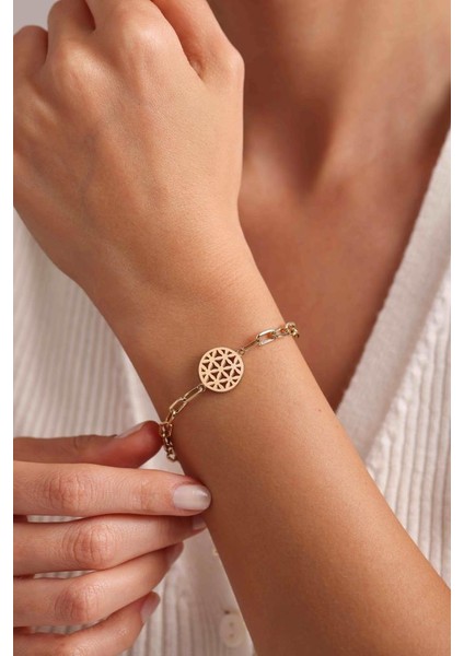 14 Ayar Altın Yaşam Çiçeği Bileklik fiyatları