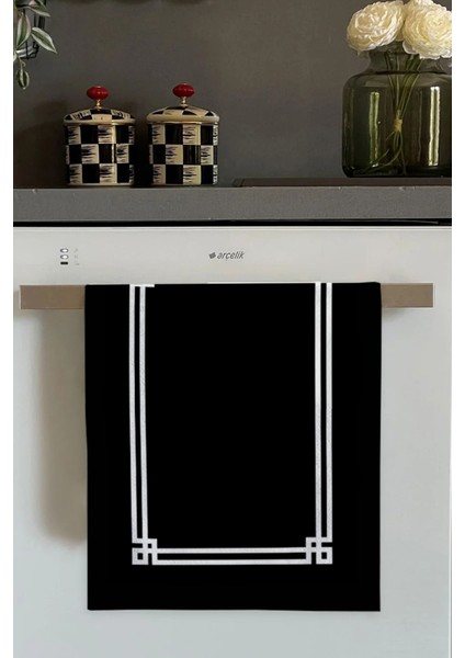 Siyah Çerçeveli Fırın Mutfak Havlusu 30X50CM