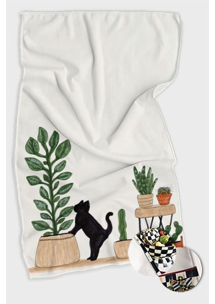 Beyaz Kedili Fırın Mutfak Havlusu 30X50CM fiyatları