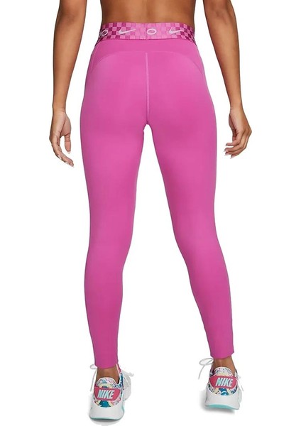 Pro Dri-Fıt Graphic Mid-Rise Kadın Tayt - Aktif Fuşya/okyanus Bliss DX0080-623 Pembe fiyatları