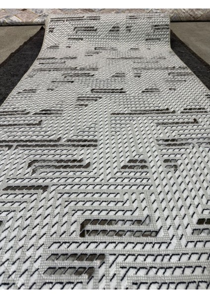 Kabartmalı Halı Dokusunda Jel Kaymaz Taban Yıkanabilir Kesme Yolluk Kahve Mozaik Desen fiyatları