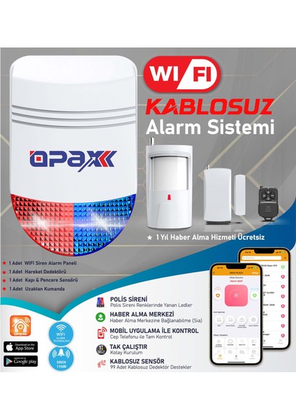 Bgr-12 Wifi Kablosuz Siren Alarm Sistemi Mobil Uygulamalı