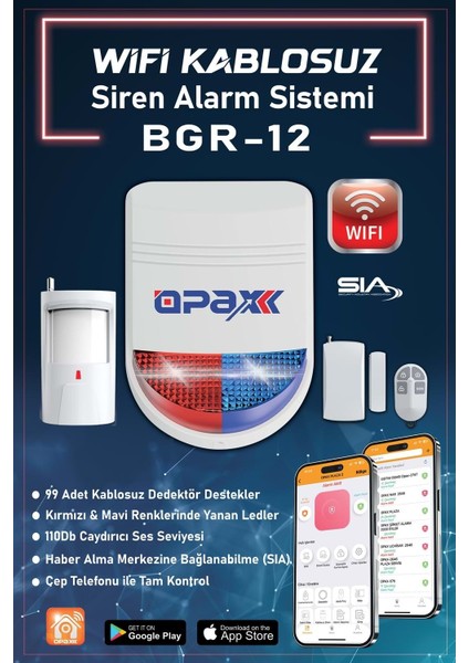 Bgr-12 Wifi Kablosuz Siren Alarm Sistemi Mobil Uygulamalı modelleri