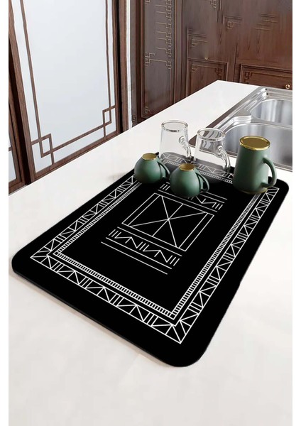 Siyah Etnik Microfiber Bulaşık Kurutma Kurulama Matı MM014 fırsatları