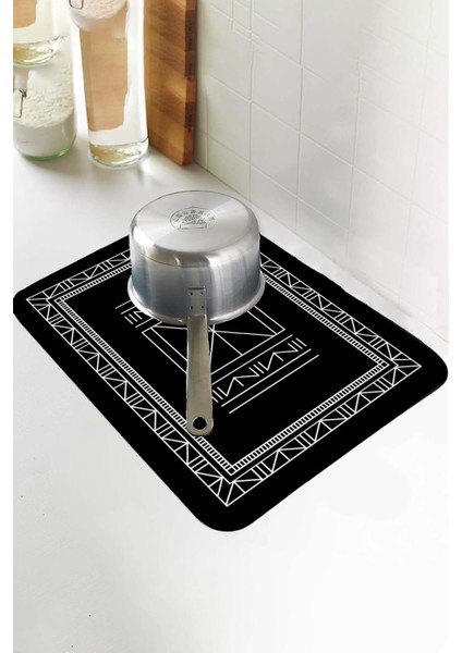 Siyah Etnik Microfiber Bulaşık Kurutma Kurulama Matı MM014 indirimleri