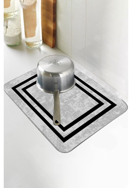 Gri Çerçeveli Microfiber Bulaşık Kurutma Kurulama Matı MM018 indirimleri