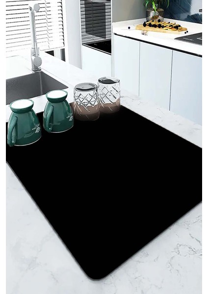 Siyah Sade Microfiber Bulaşık Kurutma Kurulama Matı MM007