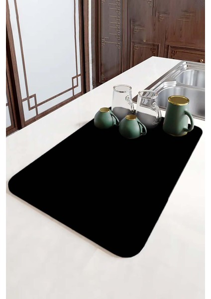 Siyah Sade Microfiber Bulaşık Kurutma Kurulama Matı MM007 fırsatları