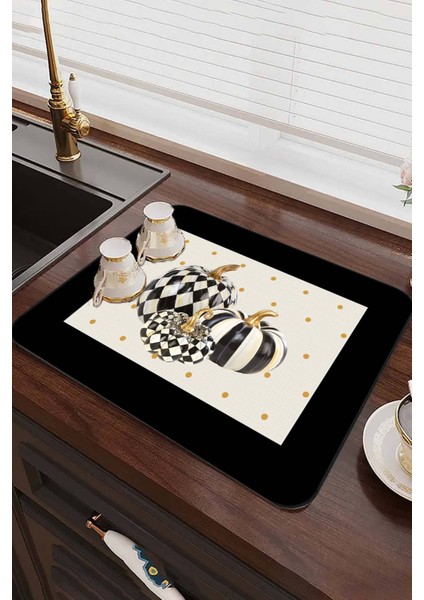Krem Bal Kabağı Temalı Microfiber Bulaşık Kurutma Matı MM020 fiyatları