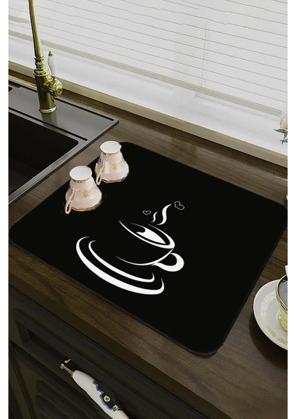 Siyah Mutfak Temalı Microfiber Bulaşık Kurutma Matı MM008 fiyatları