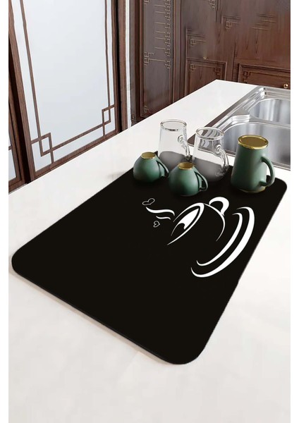 Siyah Mutfak Temalı Microfiber Bulaşık Kurutma Matı MM008 fırsatları