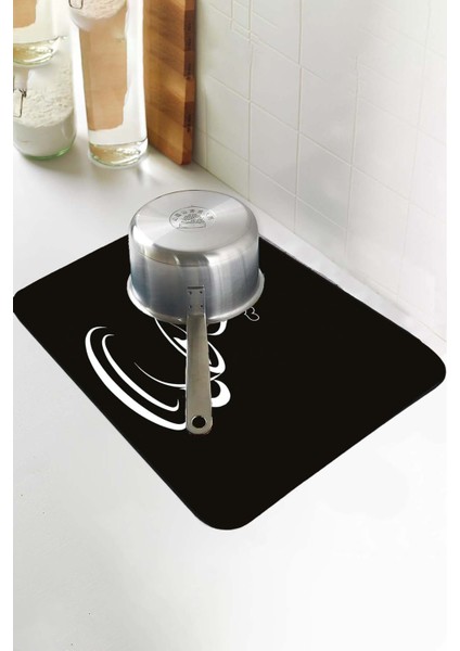 Siyah Mutfak Temalı Microfiber Bulaşık Kurutma Matı MM008 indirimleri