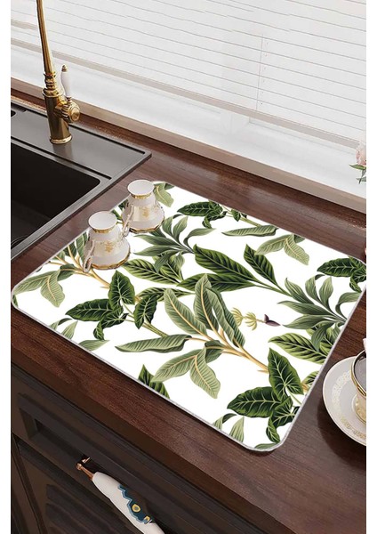 Yeşil Çiçekli Microfiber Bulaşık Kurutma Kurulama Matı MM017 fiyatları