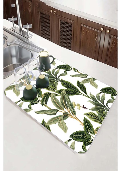 Yeşil Çiçekli Microfiber Bulaşık Kurutma Kurulama Matı MM017 modelleri