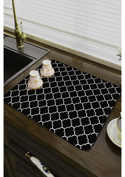 Siyah Fas Desen Microfiber Bulaşık Kurutma Matı MM002 fiyatları