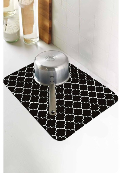 Siyah Fas Desen Microfiber Bulaşık Kurutma Matı MM002 indirimleri
