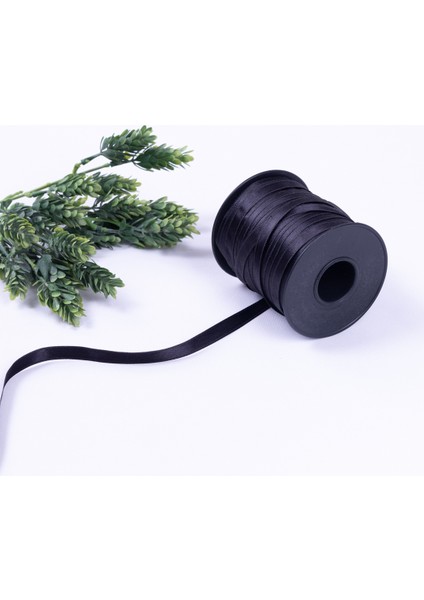 Siyah Saten Kurdele, 10 mm 20 Metre