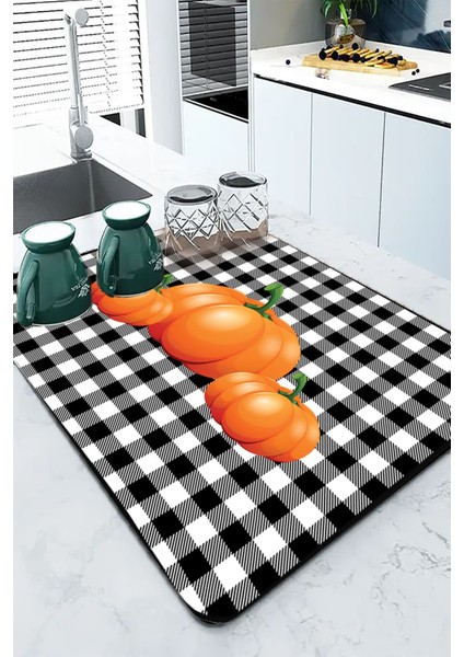 Turuncu Bal Kabağı Microfiber Bulaşık Kurutma Matı MM021