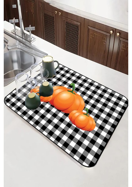 Turuncu Bal Kabağı Microfiber Bulaşık Kurutma Matı MM021 modelleri