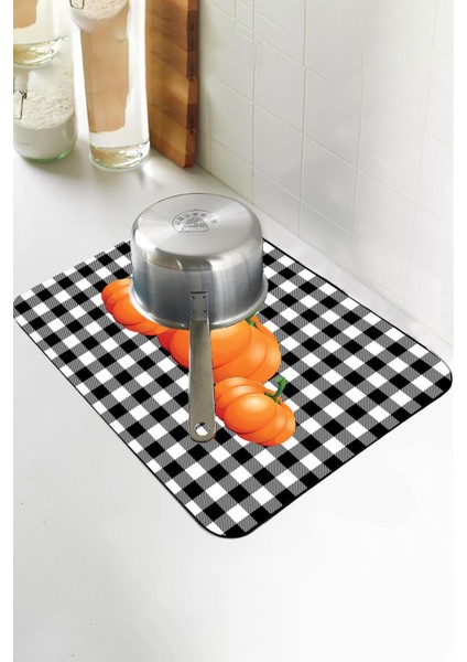 Turuncu Bal Kabağı Microfiber Bulaşık Kurutma Matı MM021 indirimleri