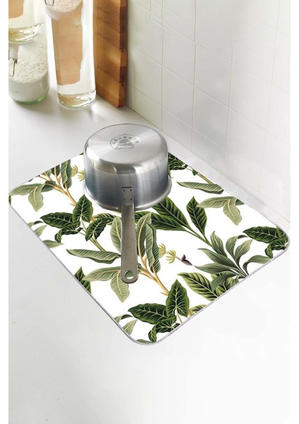 Yeşil Çiçekli Microfiber Bulaşık Kurutma Kurulama Matı MM017 indirimleri