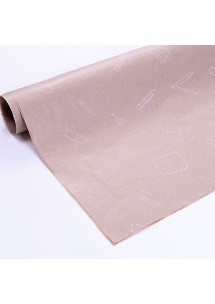 Paket Kağıdı, Kırtasiye Desenli, Kraft-Beyaz, 70X100 cm 100 Adet