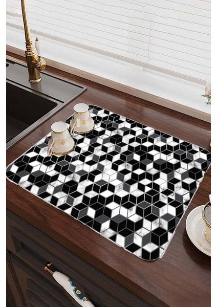 Siyah Petek Microfiber Bulaşık Kurutma Kurulama Matı MM010 fiyatları