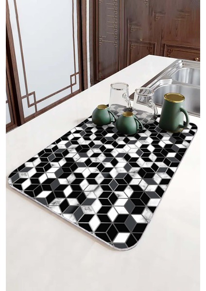 Siyah Petek Microfiber Bulaşık Kurutma Kurulama Matı MM010 fırsatları