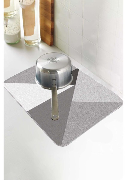 Gri Geometrik Microfiber Bulaşık Kurutma Kurulama Matı MM006 indirimleri
