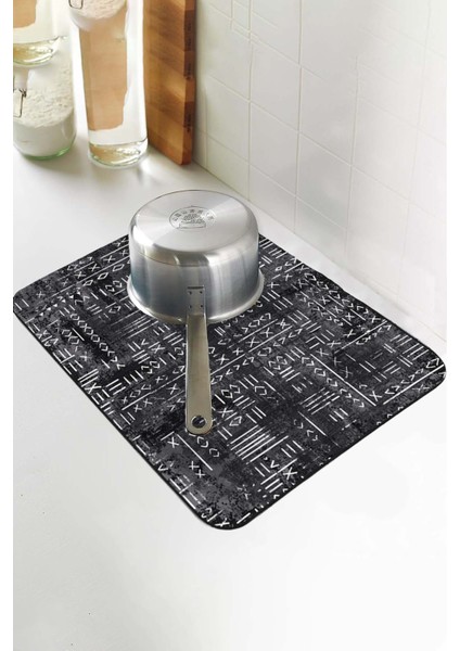 Gri Etnik Microfiber Bulaşık Kurutma Kurulama Matı MM013 indirimleri
