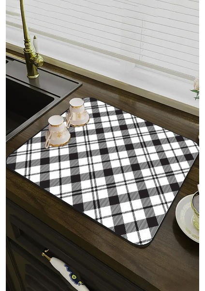 Siyah Ekoseli Microfiber Bulaşık Kurutma Kurulama Matı MM004 fiyatları