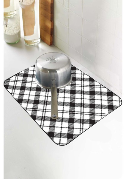 Siyah Ekoseli Microfiber Bulaşık Kurutma Kurulama Matı MM004 indirimleri