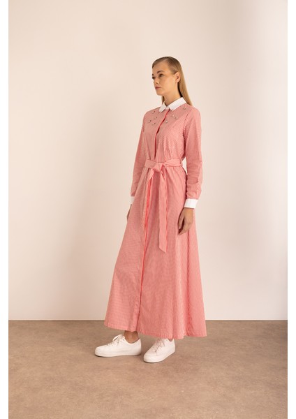 Çizgili Cotton Işleme Detaylı Elbise fırsatları