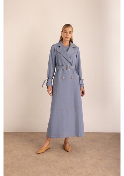 Kemerli Kruvaze Kapamalı Trençkot