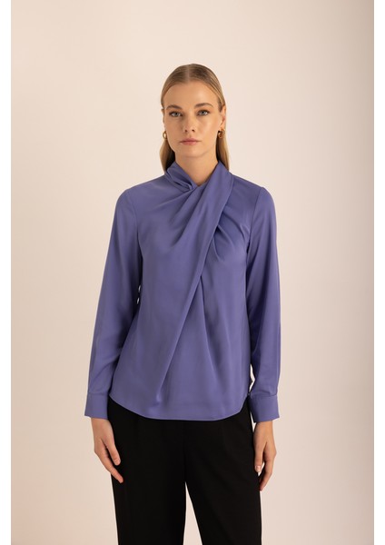 Yakası Drape Detaylı Dokuma Bluz fiyatları