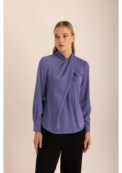 Yakası Drape Detaylı Dokuma Bluz indirimleri
