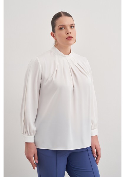 Pili Detaylı Dik Yakalı Bluz fiyatları