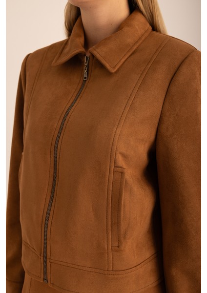 Fermuarlı Süet Kutu Ceket modelleri