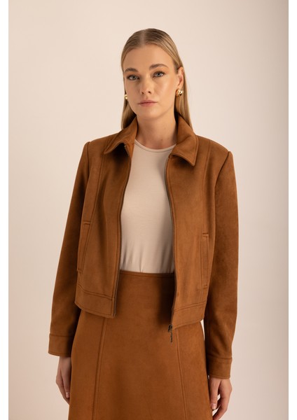 Fermuarlı Süet Kutu Ceket fırsatları