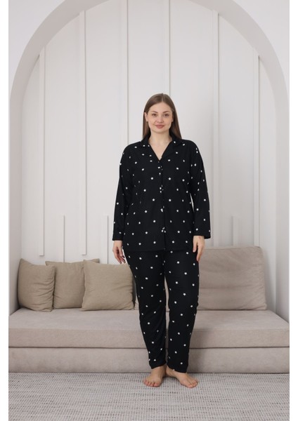 Gömlek Yaka Büyük Beden Kadın Süet Dokulu Kadın Alt Üst Pijama Takımı Yıldız fiyatları
